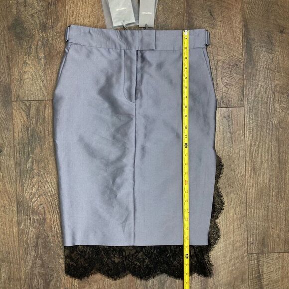 Tom Ford NWT Smoke Black Lace Hem Pencil Side Slit Skirt Cotton Silk IT 38 US 4 - Picture 10 of 15
